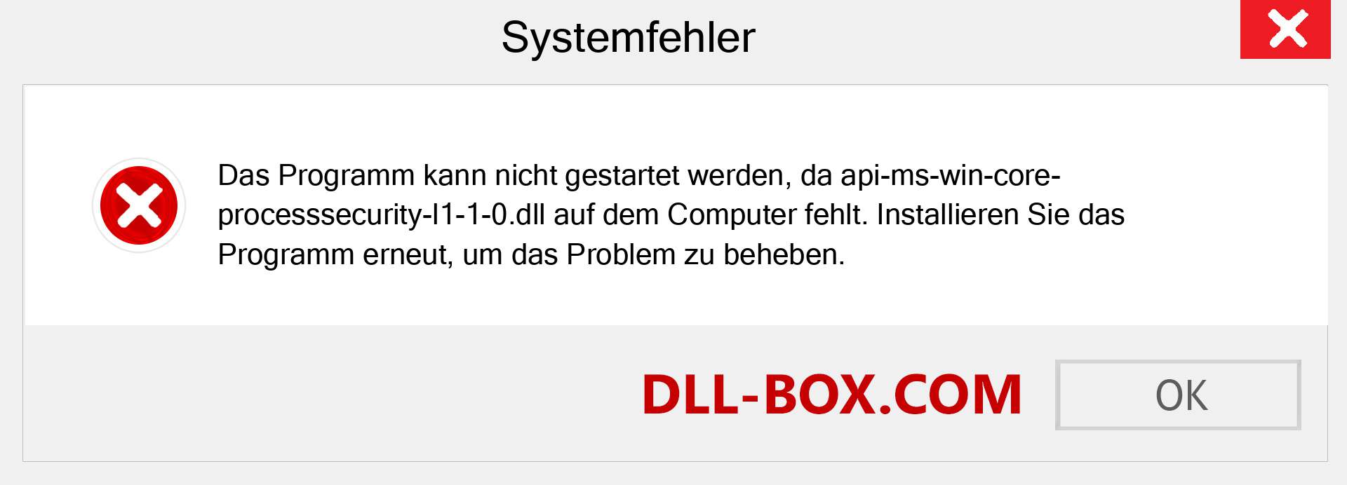 api-ms-win-core-processsecurity-l1-1-0.dll-Datei fehlt?. Download für Windows 7, 8, 10 - Fix api-ms-win-core-processsecurity-l1-1-0 dll Missing Error unter Windows, Fotos, Bildern