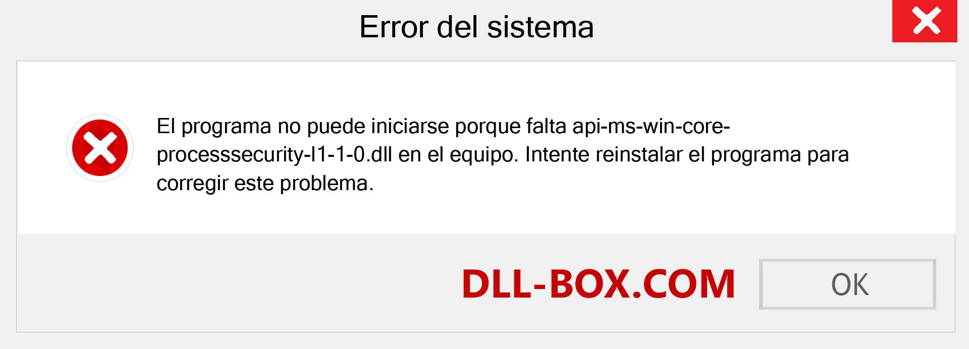 ¿Falta el archivo api-ms-win-core-processsecurity-l1-1-0.dll ?. Descargar para Windows 7, 8, 10 - Corregir api-ms-win-core-processsecurity-l1-1-0 dll Missing Error en Windows, fotos, imágenes